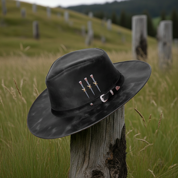Chapéu Cowboy 3 Cravos em Couro – Semi-curva Cinza | L Jacó