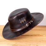 Chapéu Cowboy 3 Cravos em Couro – Semi-curva Cinza | L Jacó