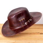 Chapéu Cowboy 3 Cravos em Couro – Semi-curva Cinza | L Jacó